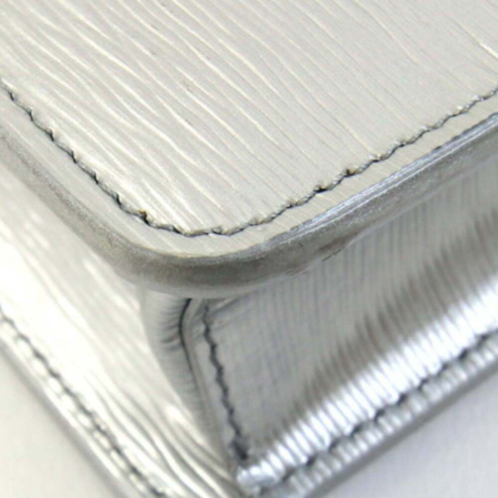 Prada Shoulder Bag 1BP016 Silver Leather Pochette Wallet Women's PRADA - Picture 5 of 9